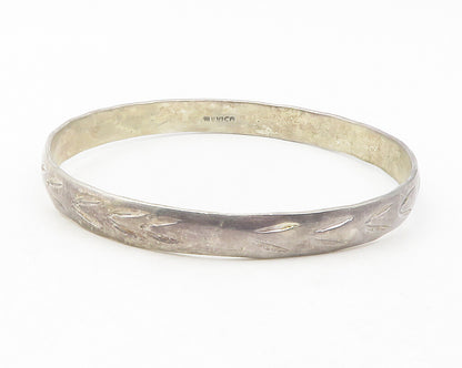 MEXICO 925 Sterling Silver  Vintage Arrow Etched Bangle Bracelet  BT4770