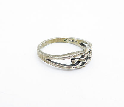 WHEELER 925 Sterling Silver  Vintage Open Celtic Knot Band Ring Sz 9  RG3903