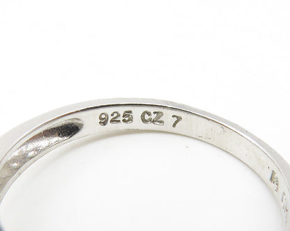 925 Sterling Silver  Shiny Topaz Crossover X Design Band Ring Sz 7  RG10348