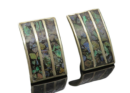 MEXICO 925 Sterling Silver   Vintage Turquoise Non Pierce Earrings  EG5734