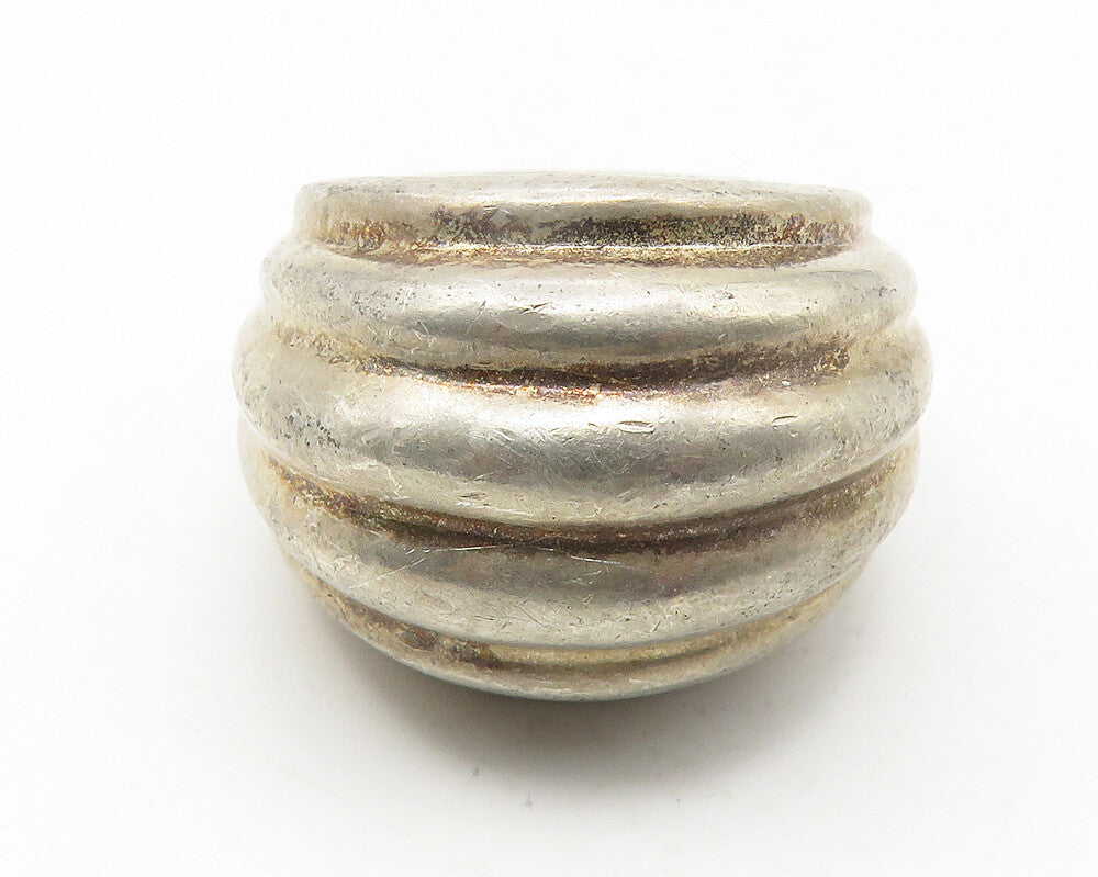 925 Sterling Silver Vintage Smooth Fluted Dome Design Band Ring Sz 8 RG11530