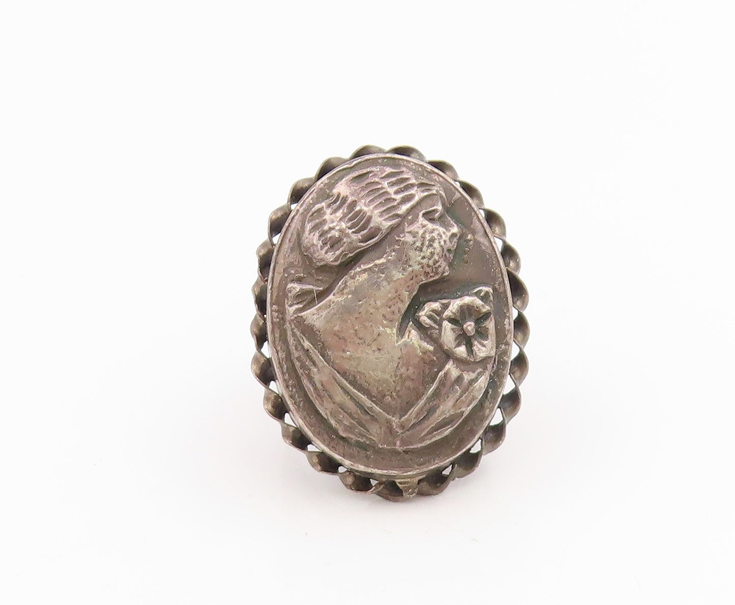 925 Sterling Silver Vintage Ring Antique Lady Profile Band  Sz 6.5  RG35308