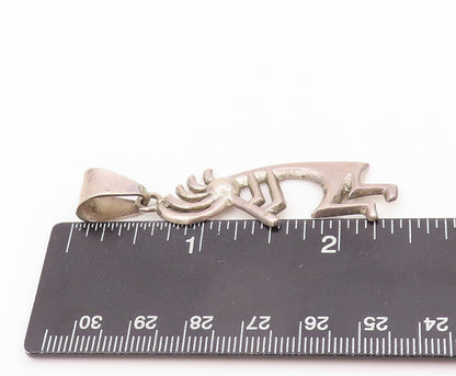 925 Sterling Silver Vintage Pendant NAVAJO ZUNI Tribal Man Playing Music PT23889