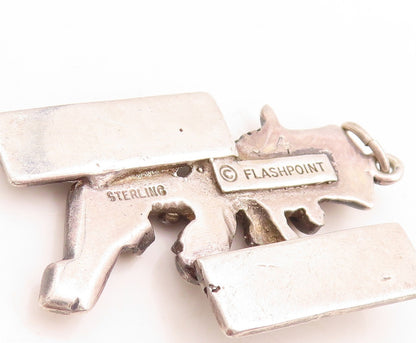 925 Sterling Silver Vintage Pendant Designer Cutout LONE WOLF  PT23745