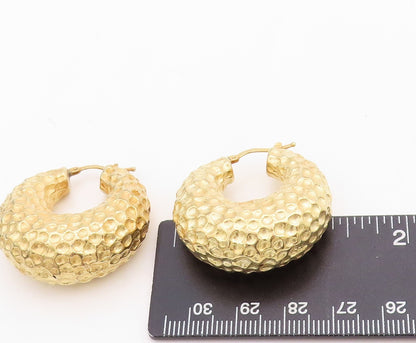 925 Sterling Silver Vintage Earrings Gold Plated Puffed Dented Hoops  EG13219