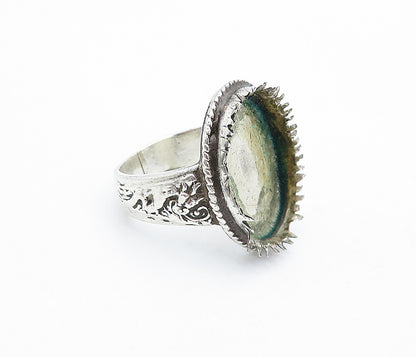 CHINESE 925 Sterling Silver  Vintage Antique Etched Cocktail Ring Sz 8  RG4669