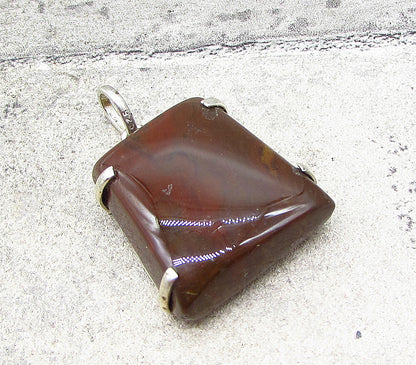 925 Sterling Silver  Vintage Cabochon Cut Jasper Drop Pendant  PT1652