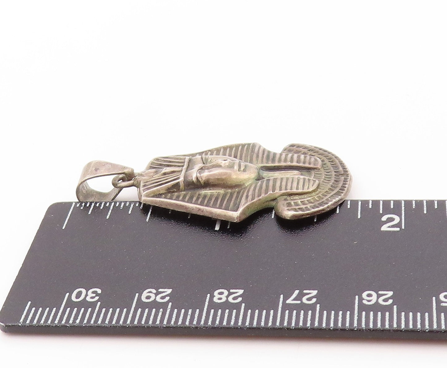 925 Sterling Silver Vintage Pendant Antique Etched King Tut Mummy   PT24173