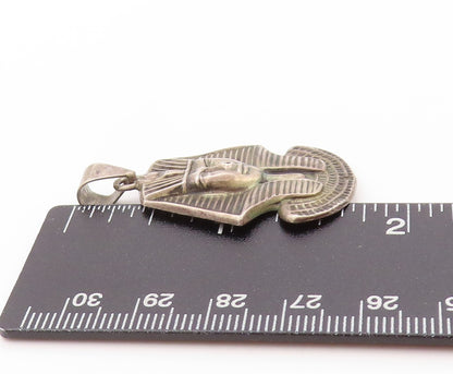 925 Sterling Silver Vintage Pendant Antique Etched King Tut Mummy   PT24173