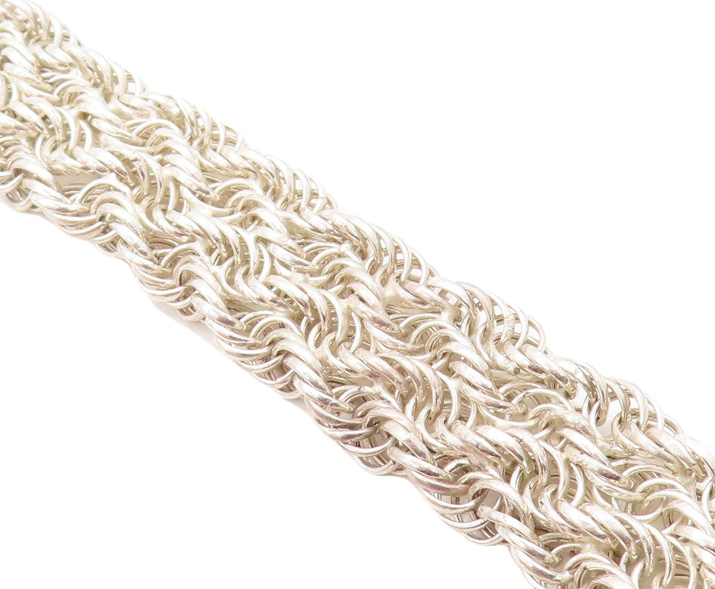 925 Sterling Silver Polished Interlaced Twist Flat Chain Bracelet BT2229