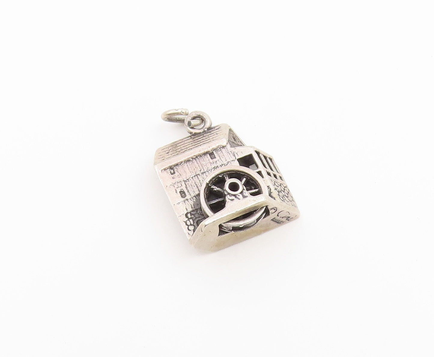 925 Sterling Silver Vintage Pendant CINI Watermill House Charm MOVES  PT26643