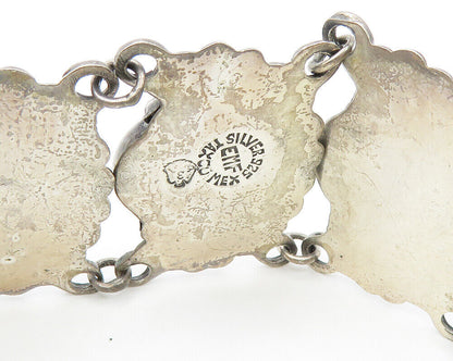 EMF MEXICO 925 Silver  Vintage Dark Tone Swirl Dome Chain Bracelet  BT6956