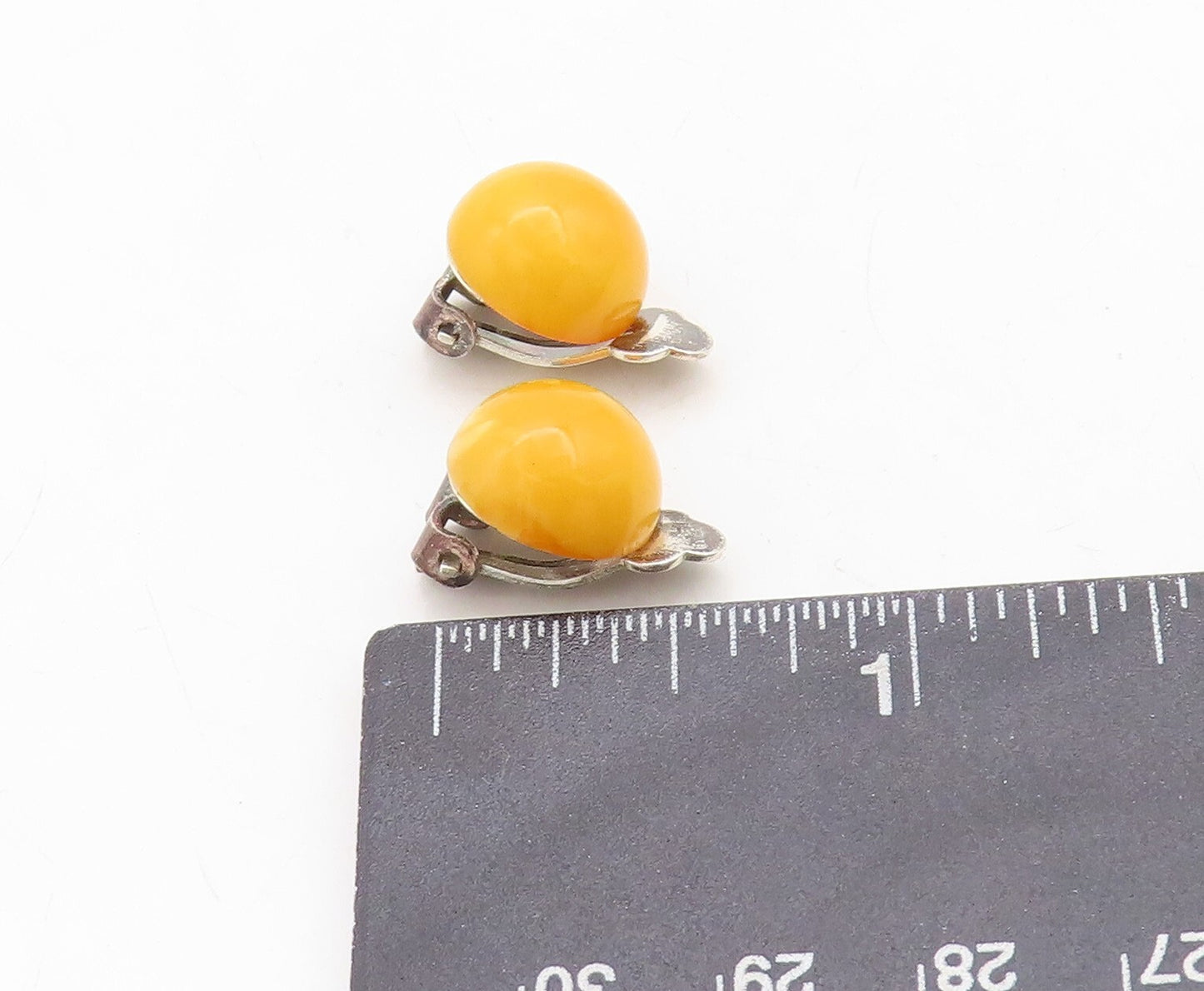 925 Sterling Silver Vintage Earrings Cabochon Round Gemstone Studs  EG13284