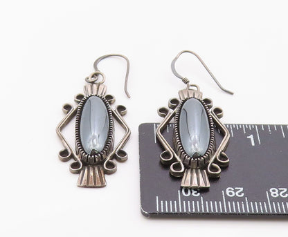 925 Sterling Silver Vintage Earrings JOHN W KESSLER NAVAJO Hematite  EG14385