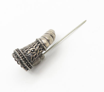 925 Sterling Silver  Vintage Dark Tone Wizard's Hat Magic Lapel Pin  TR2100