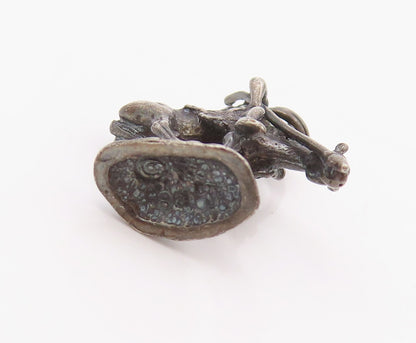 925 Sterling Silver Vintage Pendant Dark Tone Wounded Solder On Horse  PT23930