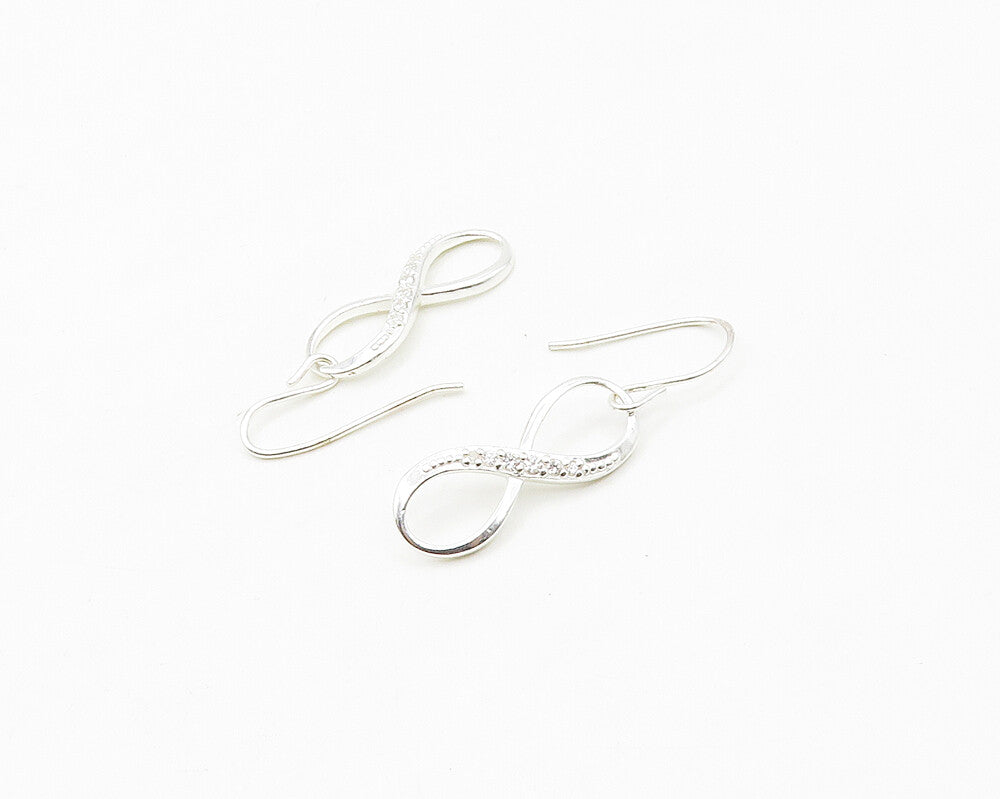 925 LA Sterling Silver  Shiny Topaz Infinity Figure 8 Dangle Earrings  EG8999