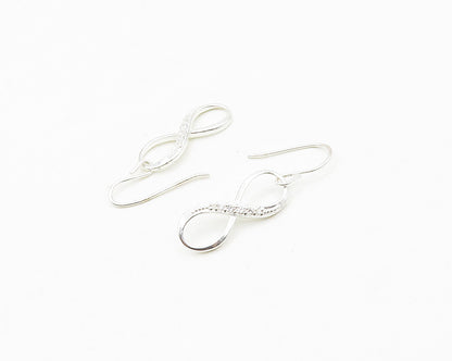 925 LA Sterling Silver  Shiny Topaz Infinity Figure 8 Dangle Earrings  EG8999