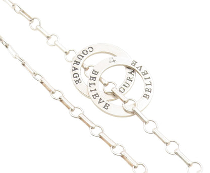 925 Sterling Silver Vintage Bracelet Believe & Courage Interlocking Ring BT12070