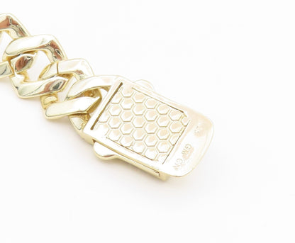 925 Sterling Silver Vintage Necklace Gold Plated CZ Chunky Cuban Link  NE4716