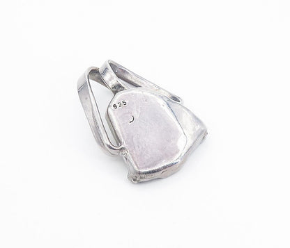 925 Sterling Silver Vintage Gemstone Sculpted Design LARGE Pendant  PT6206