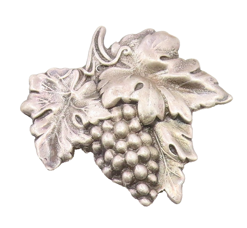 925 Sterling Silver  Vintage Dark Tone Grape Bunch Motif Brooch Pin  BP3322