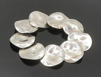 ESPO 925 Sterling Silver  Vintage Shiny Disc Link Chain Bracelet  BT7613