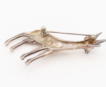 925 Sterling Silver  Vintage Minimalist Antelope Animal Brooch Pin  BP10108