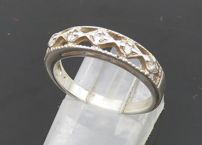 AVON 925 Silver  Vintage Topaz Diamond Shape Pattern Band Ring Sz 8  RG20756