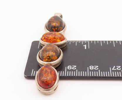 925 Sterling Silver Vintage Pendant Cabochon Honey Amber Drop Design  PT24276