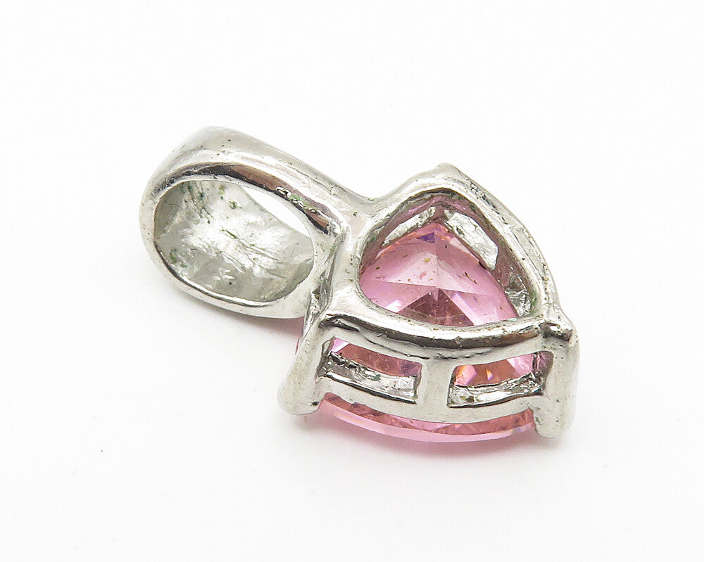 925 Sterling Silver  Sparkling Pink Cubic Zirconia Swirl Bail Pendant  PT8394