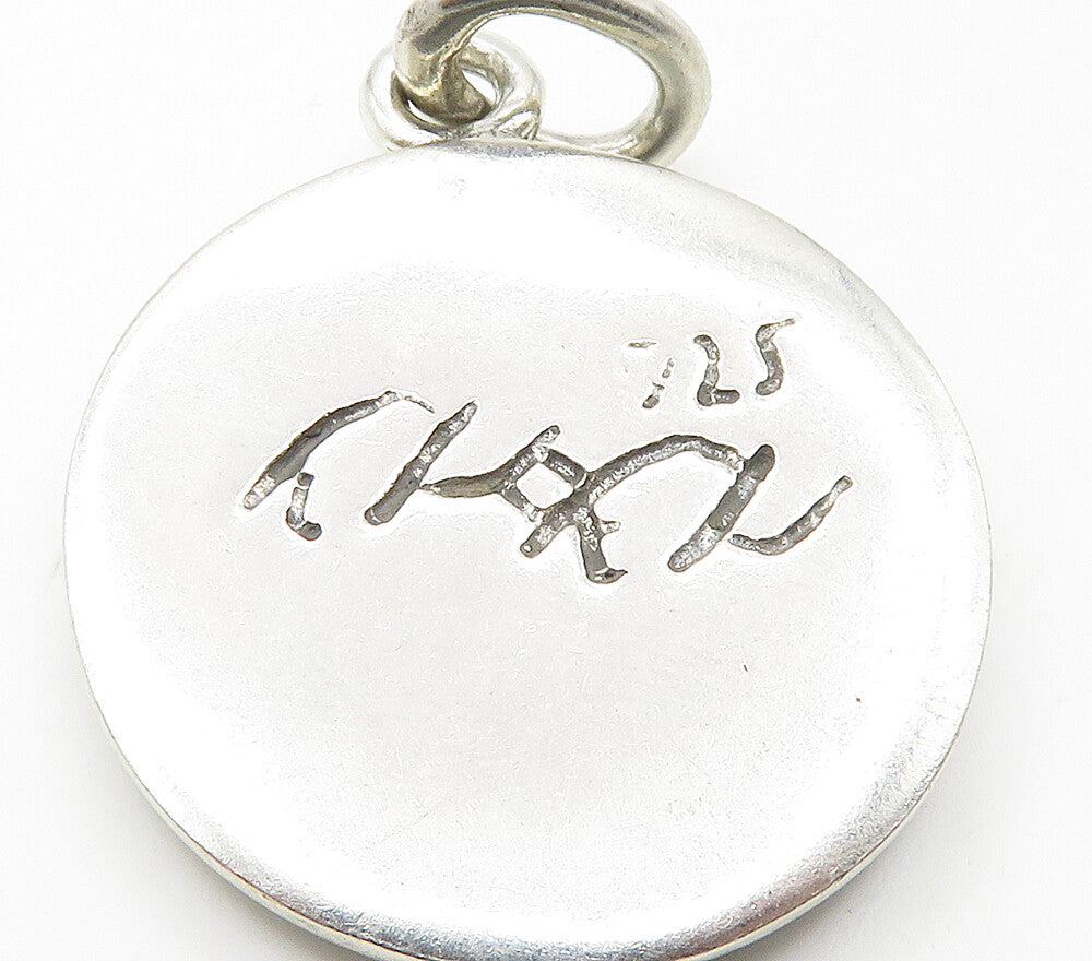 DESIGNER 925 Sterling Silver  Vintage Shiny Round Floral Motif Pendant PT13448