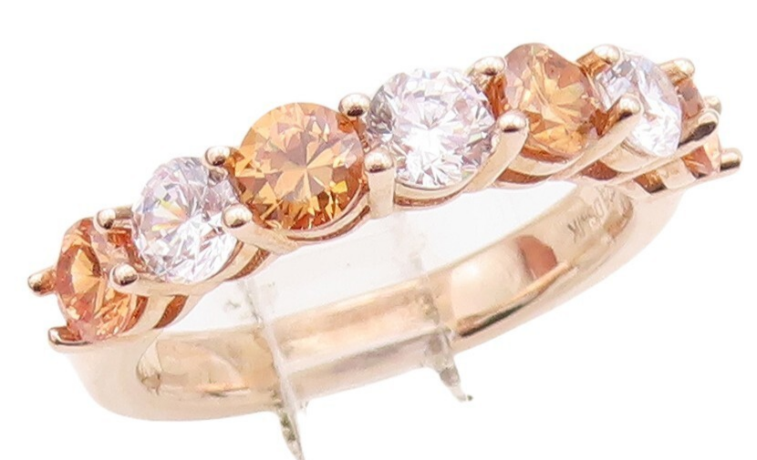 925 Sterling Silver Vintage Ring Rose Gold Plated Citrine & Topaz  Sz 7  RG29971