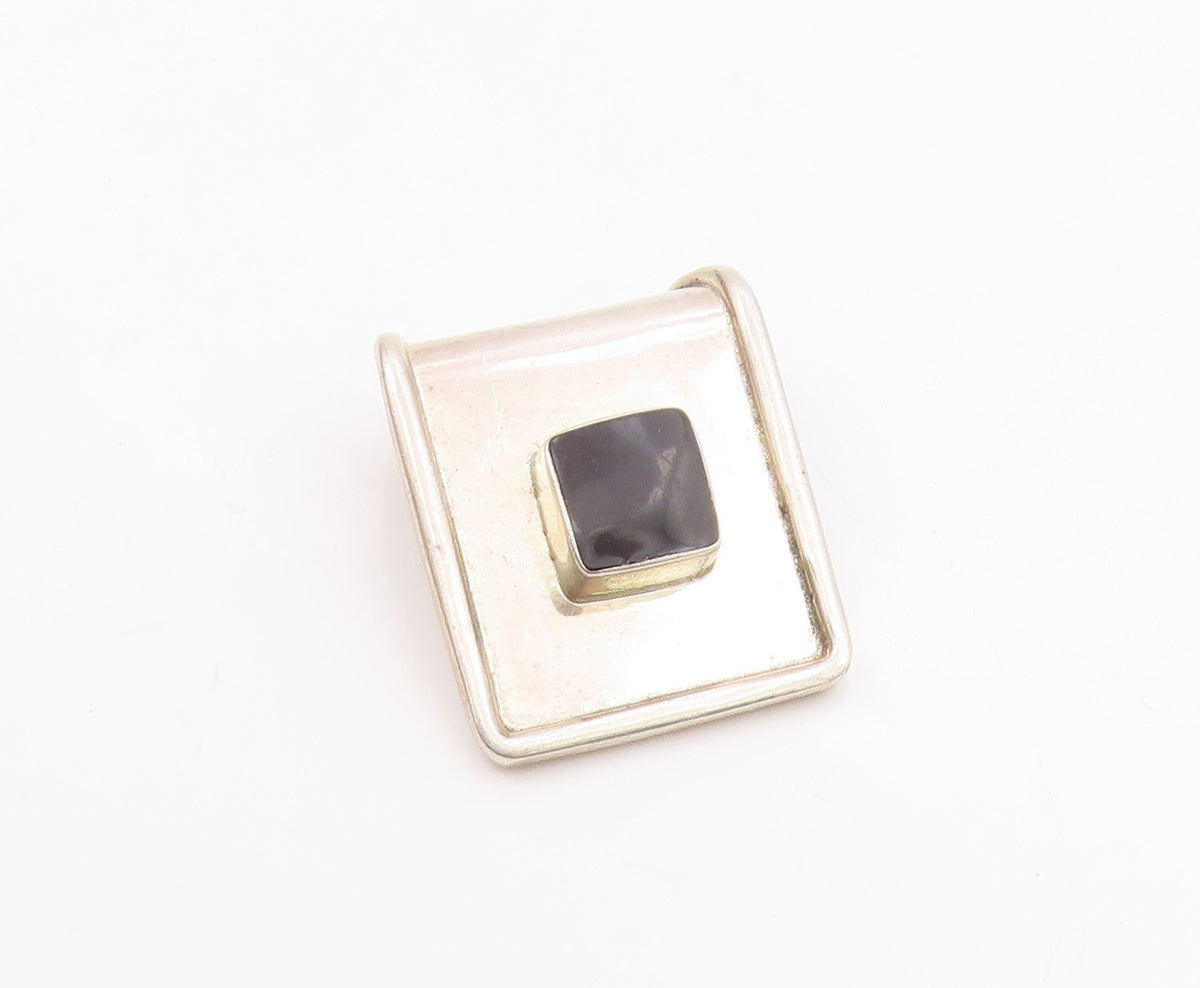 MEXICO 925 Sterling Silver  Vintage Black Onyx Square Slide Pendant  PT10030