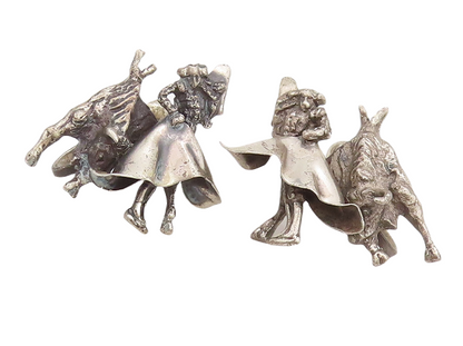 925 Sterling Silver Vintage Earrings Solid 3D Carved Matador  EG13215