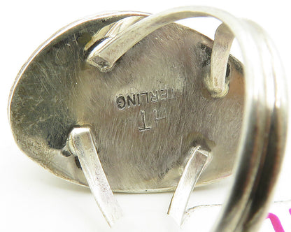 HERBERT TSOSIE NAVAJO 925 Silver  Turquoise Cocktail Ring Sz 7.5  RG17859