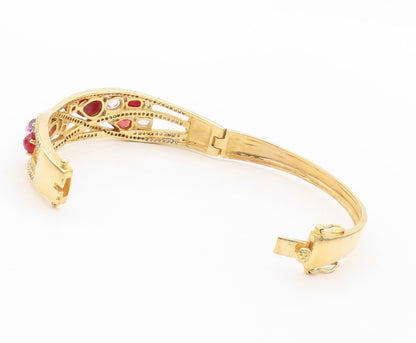 925 Sterling Silver Vintage Bracelet Gold Plated Gemstone & Diamonds BT10725