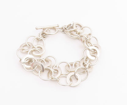 925 Sterling Silver Vintage Bracelet MEXICO Interlocking Circles Link  BT12211