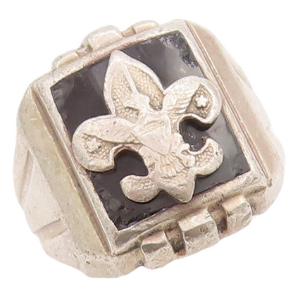 925 Sterling Silver Vintage Ring Antique Carved US Military Symbol Sz 5  RG28989