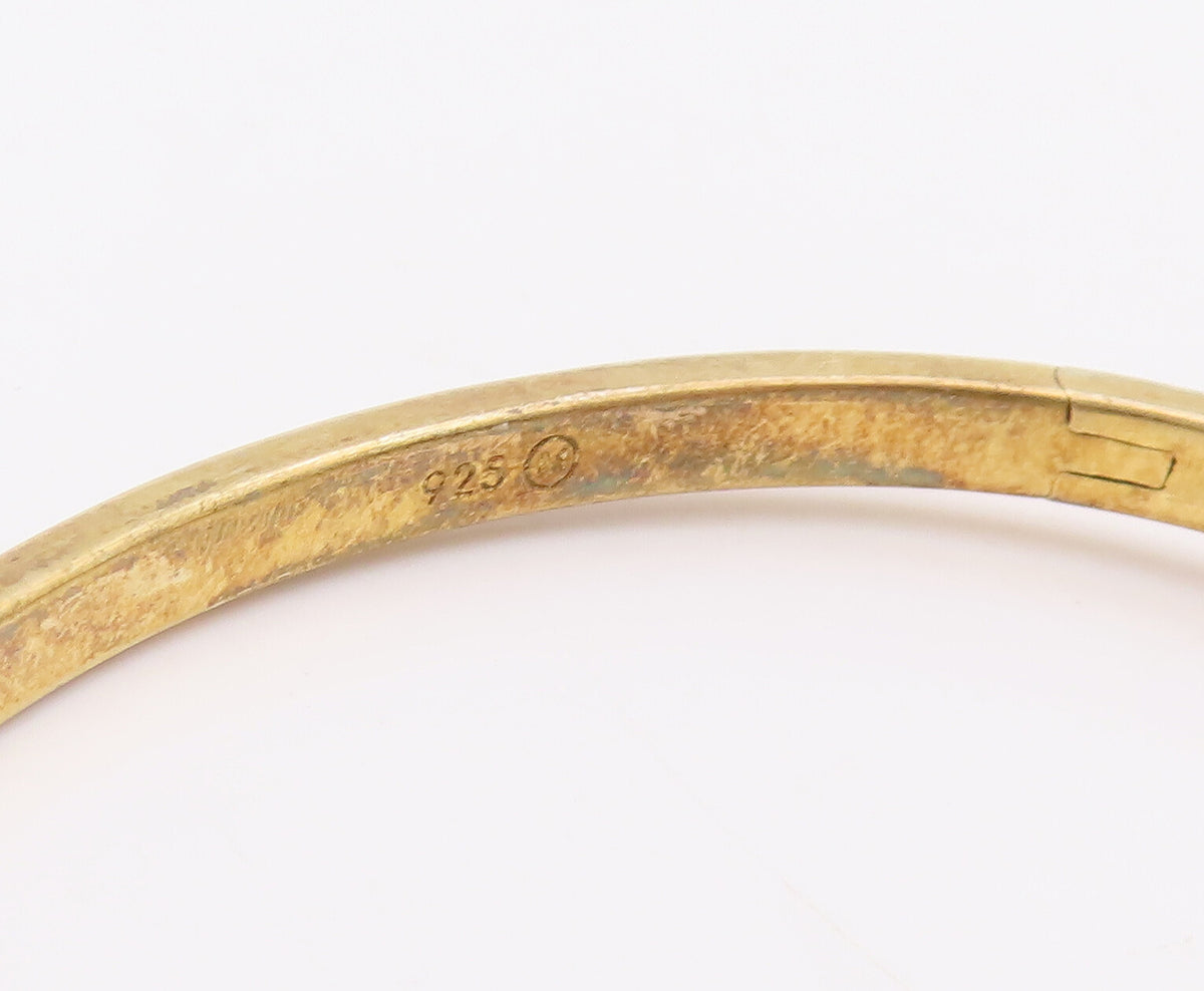 925 Sterling Silver Vintage Bracelet Gold Plated Real Diamonds Inlay  BT10606