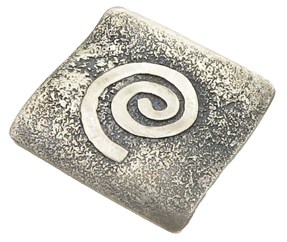 925 Sterling Silver  Vintage Dark Tone Spiral Design Square Pendant  PT12915