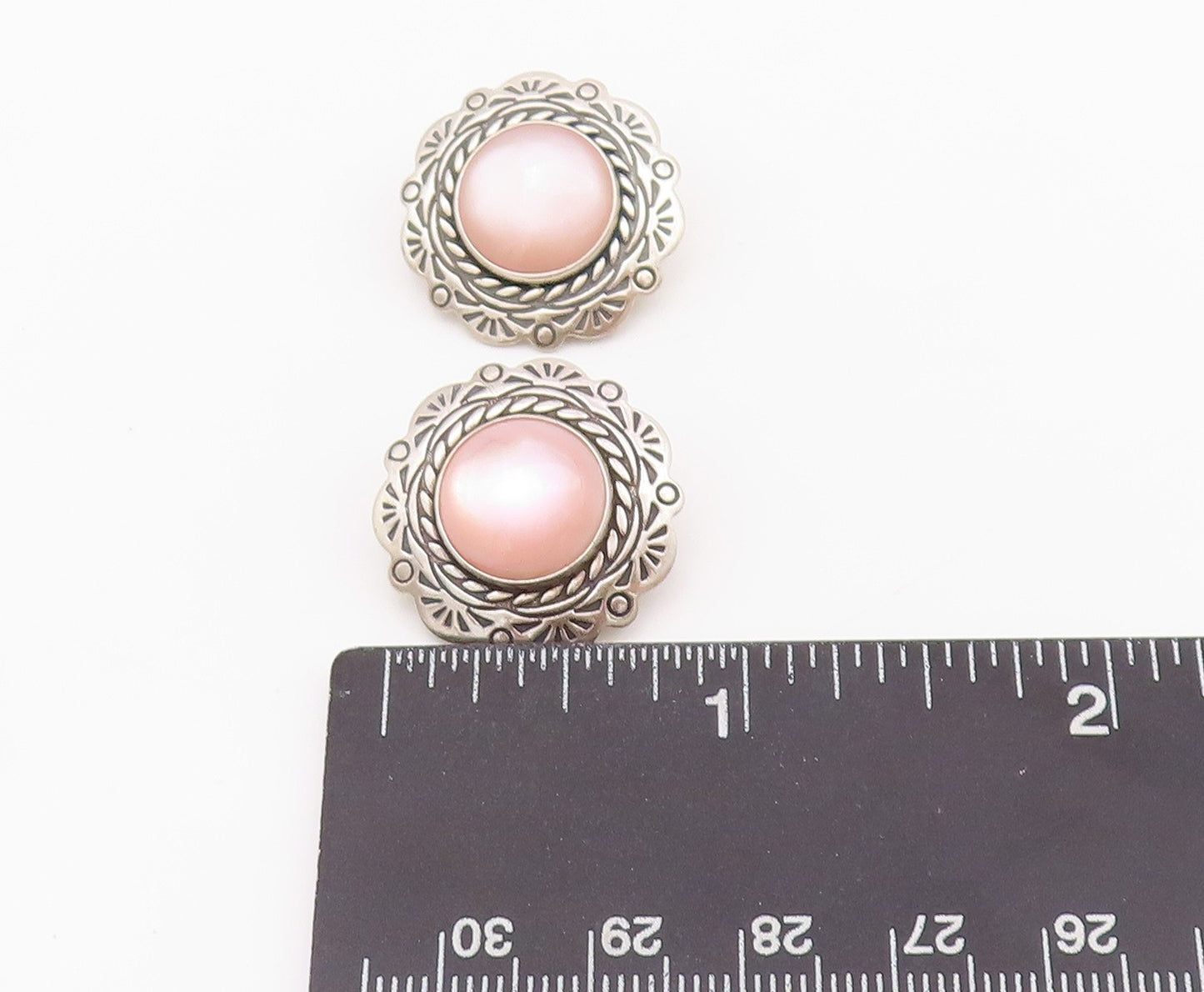 925 Sterling Silver Vintage Earrings CAROLYN POLLACK Mother Of Pearls  EG13621