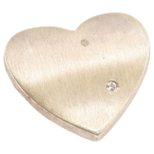 925 Sterling Silver Vintage Pendant Real Diamond Textured Love Heart  PT26542