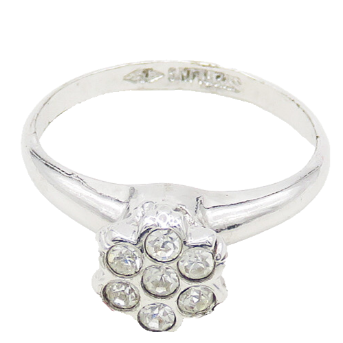 CLARK COOMBS 925 Sterling Silver Shiny Topaz Flower Motif Band Ring Sz 5 RG18439