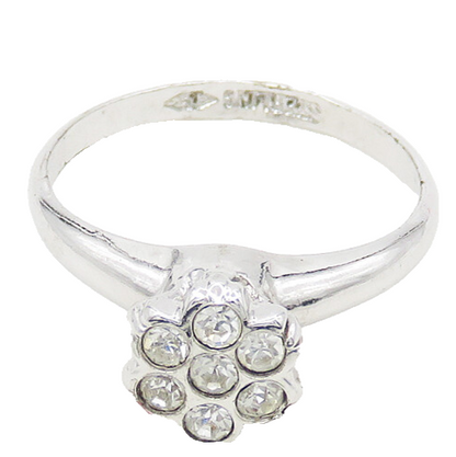 CLARK COOMBS 925 Sterling Silver Shiny Topaz Flower Motif Band Ring Sz 5 RG18439
