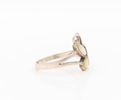 925 Sterling Silver Vintage Ring Mother Of Pearls Inlay Butterfly  SZ 8  RG32278