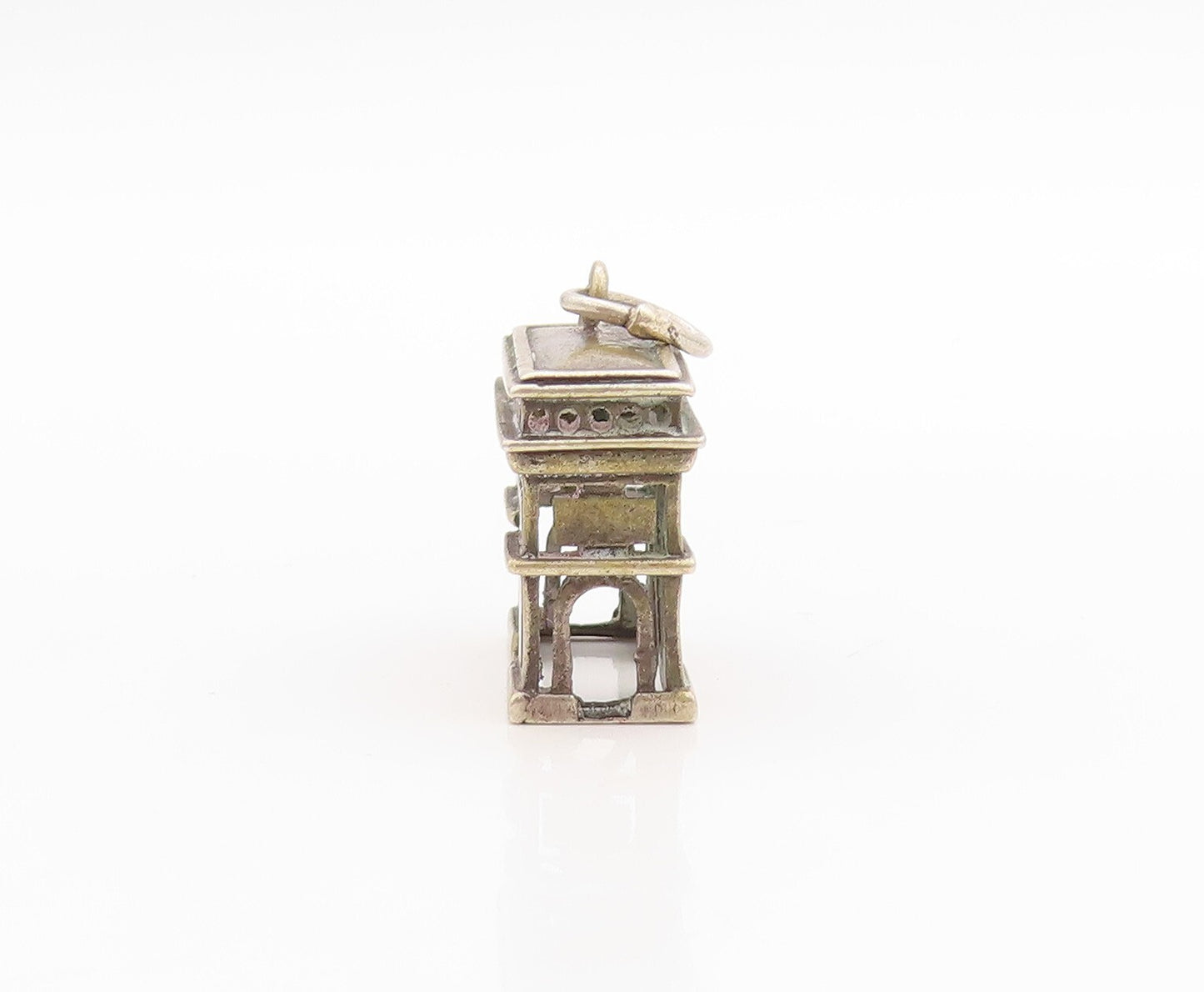 925 Sterling Silver Vintage Pendant Mini Carved Monument Charm  PT23515