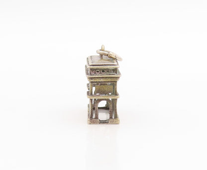 925 Sterling Silver Vintage Pendant Mini Carved Monument Charm  PT23515