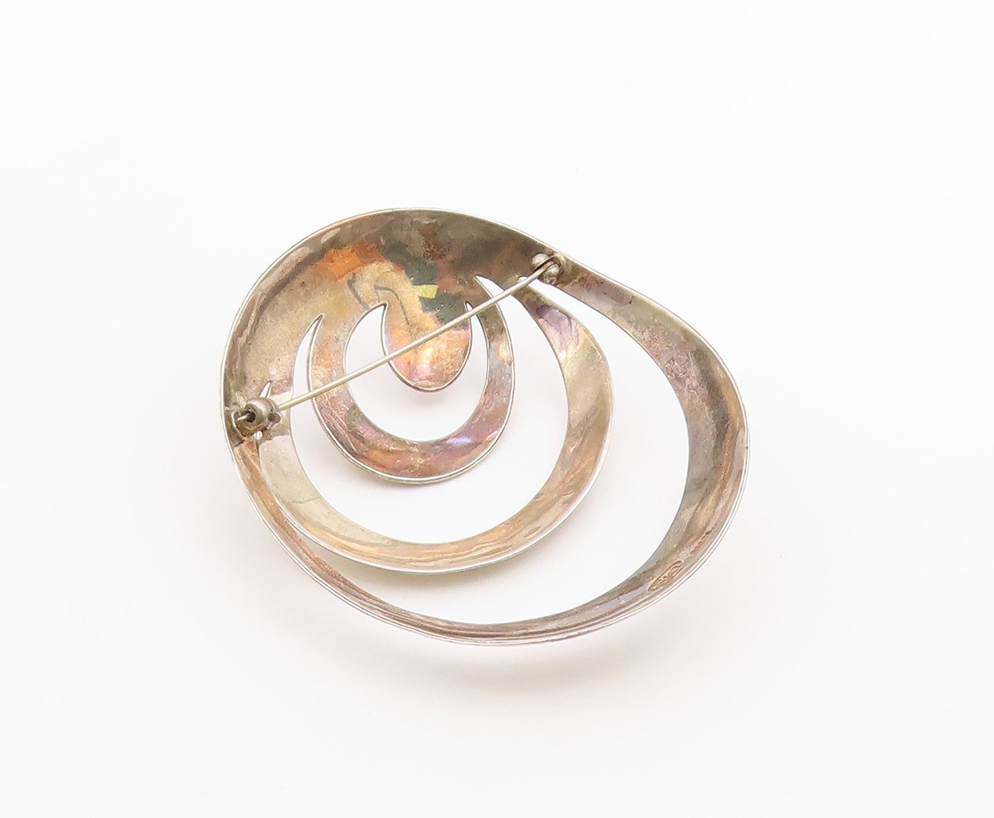 SANDRA BAKER 925 Sterling Silver  Vintage Modernist Dome Brooch Pin  BP7969