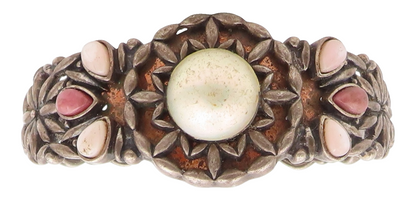 925 Sterling Silver Vintage Bracelet CAROLYN POLLACK Multi Gemstone Cuff BT11968
